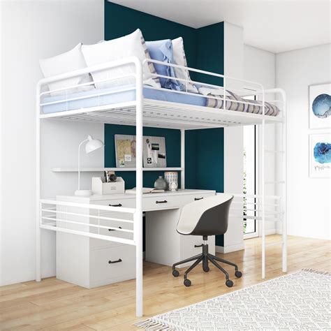 loft bed white metal